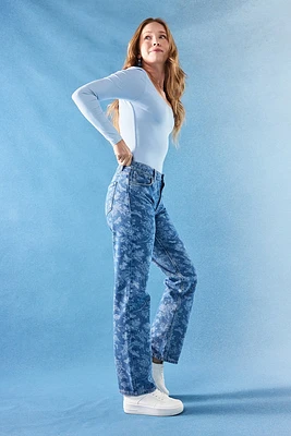 Sandra Floral Print Straight Denim Jeans