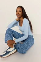 Sandra Floral Print Straight Denim Jeans