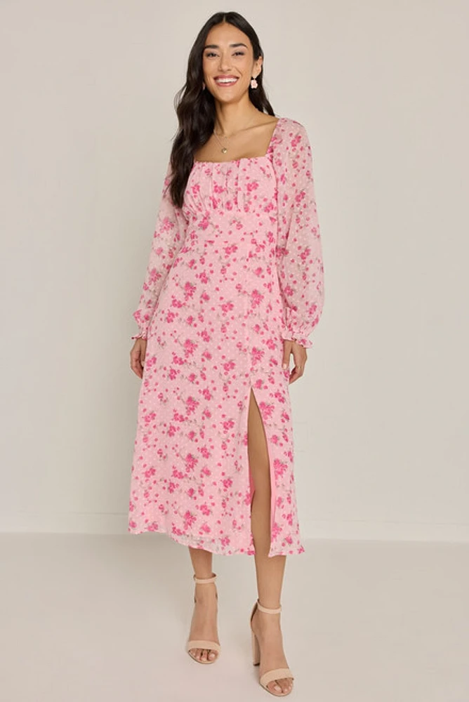 Carla Clip Dot Floral Bow Back Midi Dress