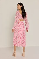 Carla Clip Dot Floral Bow Back Midi Dress