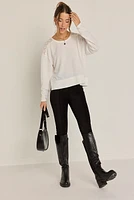 Juliette Crewneck Shoulder Flower Knit Top