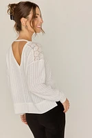 Juliette Crewneck Shoulder Flower Knit Top