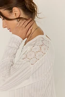 Juliette Crewneck Shoulder Flower Knit Top