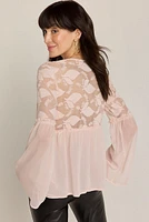 Carolyn V Neck Sheer Lace Blouse