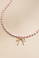 Iva Ceramic Beaded Bow Pendant Necklace