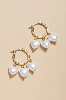 Norra Pearl Heart Charms On Hoop Earrings