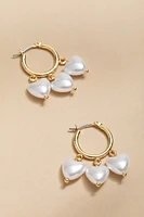 Norra Pearl Heart Charms On Hoop Earrings