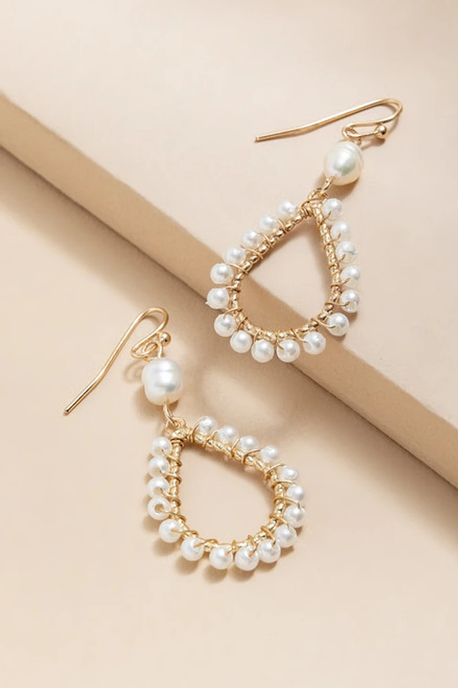 Jenny Pearl Wrapped Teardrop Earrings