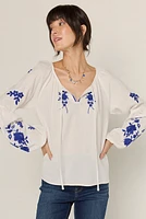 Nadia Tie Front Embroidered Blouse