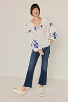 Nadia Tie Front Embroidered Blouse