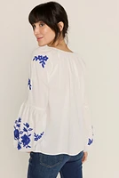 Nadia Tie Front Embroidered Blouse