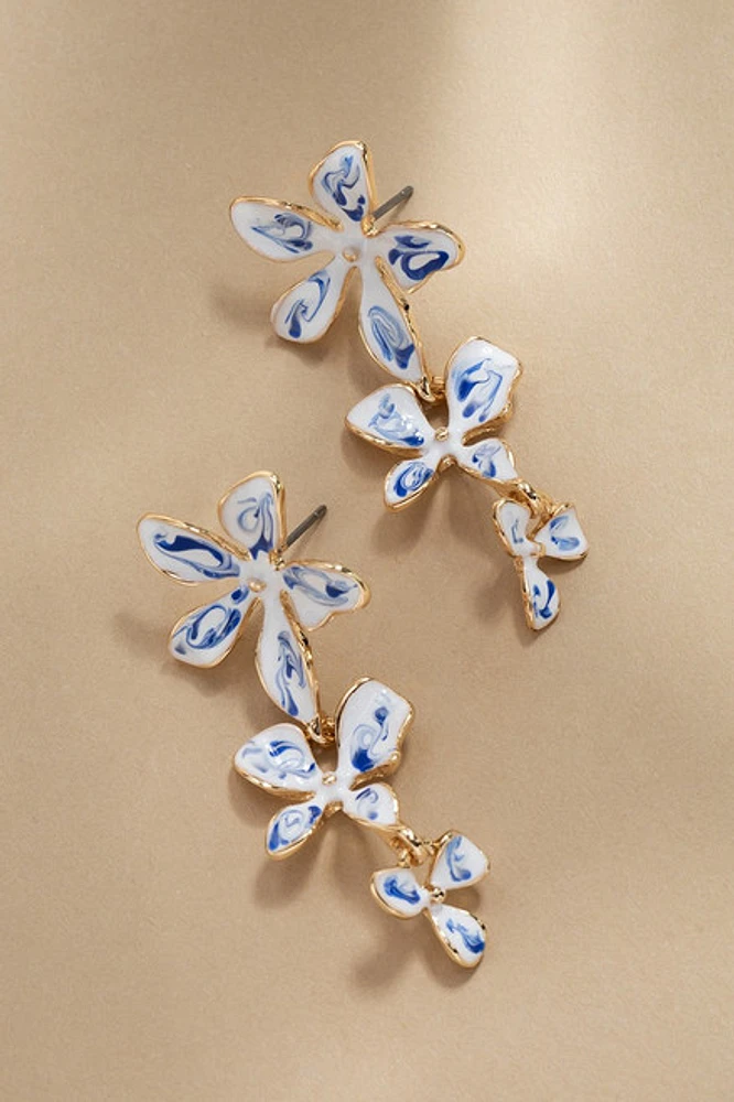 June Ceramic Floral Drop Earrings