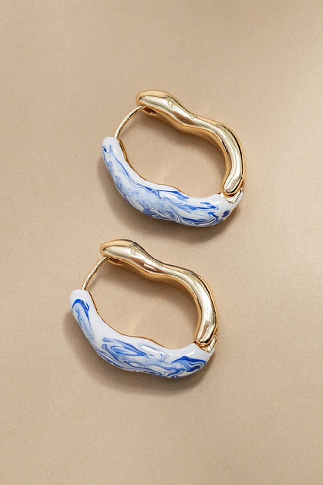 Lana Organic Ceramic And Gold Hoop Earrings