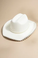 Denise Pearl Embellished Cowboy Hat