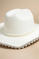 Denise Pearl Embellished Cowboy Hat