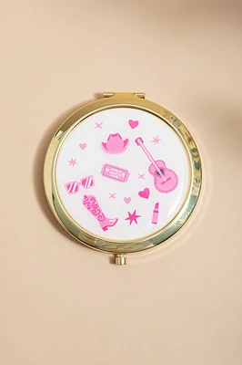 Pink Music Western Print Compact Mirror