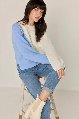 Jody Colorblock Lace Up Pullover Sweater