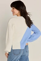 Jody Colorblock Lace Up Pullover Sweater