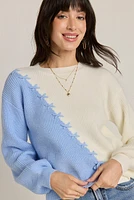 Jody Colorblock Lace Up Pullover Sweater