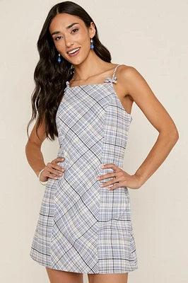 Lesley Strappy Allover Plaid Mini Dress