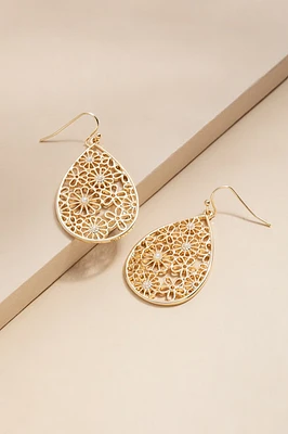 Amanda Pearl Flower Filigre Teardrop Earrings