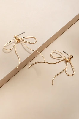 Julia Metal Wire Bow Drop Earrings