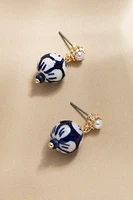 Maribel Ceramic Drop On Pearl Post Earrings