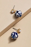 Maribel Ceramic Drop On Pearl Post Earrings