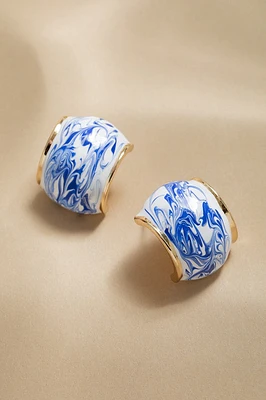 Margery Ceramic And Gold Half Hoop Earrings