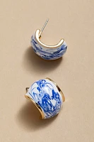 Margery Ceramic And Gold Half Hoop Earrings