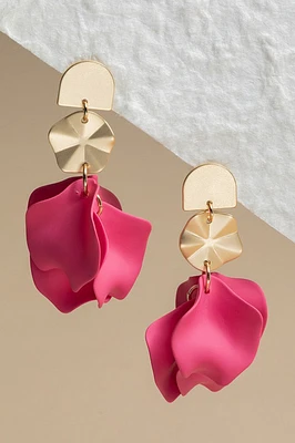 Thelma Double Matte Drop Petal Charm Earrings