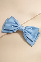 Hillary Pearl Embellished Satin Bow Hair Barrette