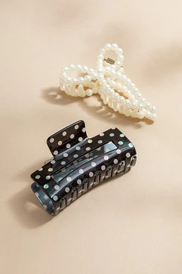 Regina Pearl And Polka Dot Hair Claw Set