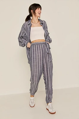 Lucy Tie Waist Striped Joggers