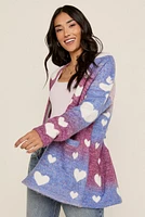 Sara Intarsia Heart Pattern Long Cardigan