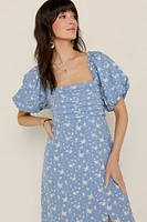 Petra Pleated Upper Floral Midi Dress