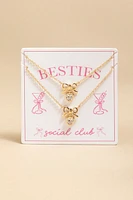 Besties Social Club Double Pendant Carded Necklace