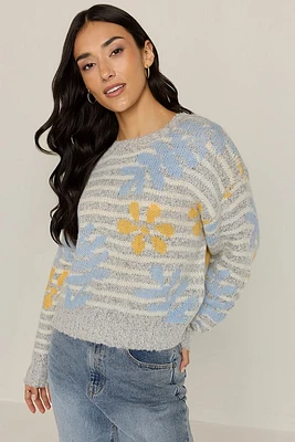 Tara Mixed Pattern Pullover Sweater