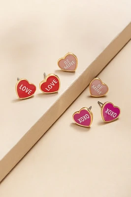 Love Be Mine XO XO Heart Stud Earring Set