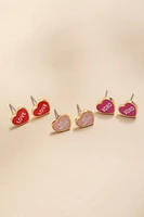 Love Be Mine XO XO Heart Stud Earring Set