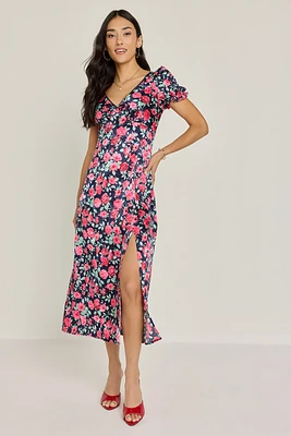 Gloria Ruffle Sleeve Floral Midi Dress