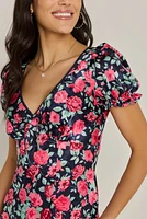 Gloria V-Neck Floral Midi Dress