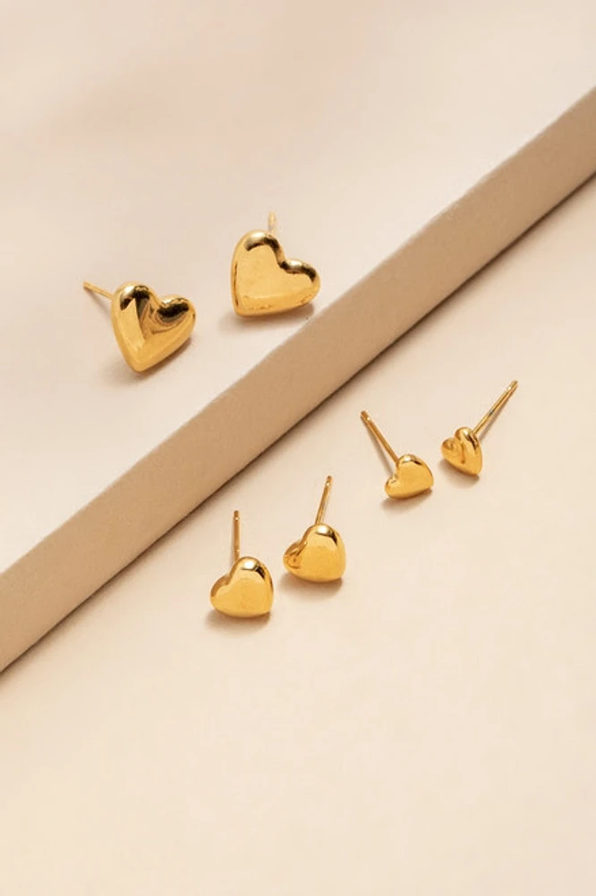 Ellen Stainless Steel Heart Stud Earring Set