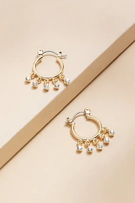 Carol Shaky Bezel Charm Hoop Earrings