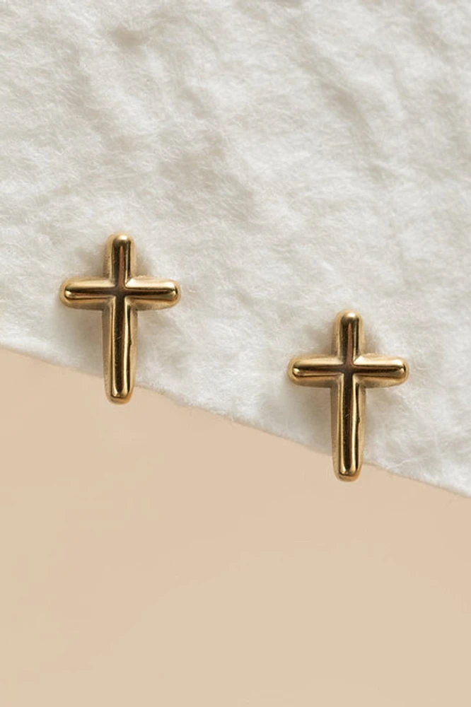 Andrea Stainless Steel Cross Stud Earrings