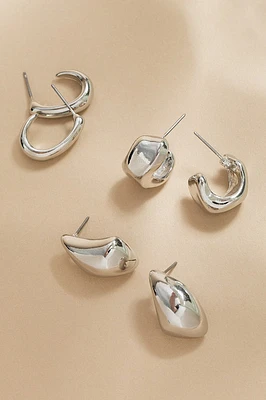 Kristie Silver Organic Hoop Earring Set