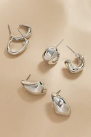 Kristie Silver Organic Hoop Earring Set