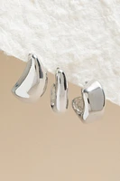 Kristie Silver Organic Hoop Earring Set
