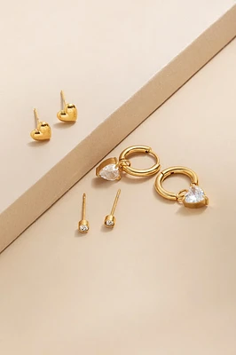 Vera Stainless Steel Heart Earring Set