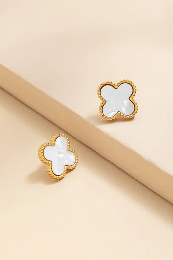 Cathy Stainless Steel Clover Stud Earrings